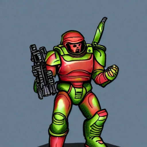 Image similar to Doomguy with pink armor