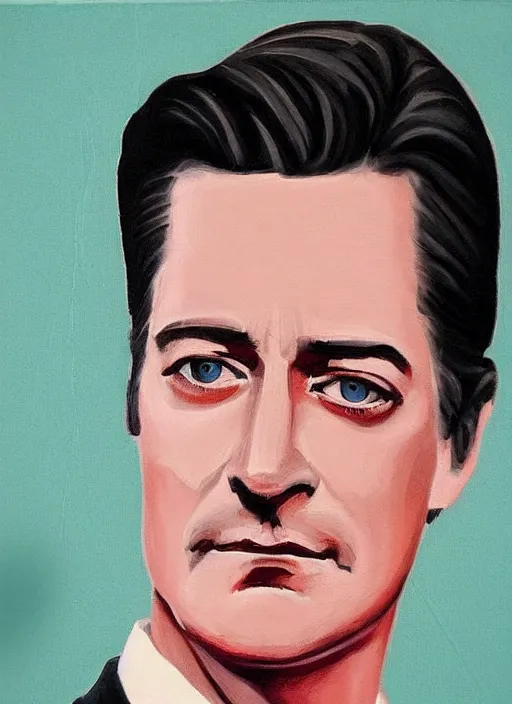 Prompt: portrait of kyle maclachlan as dale cooper by robert ball