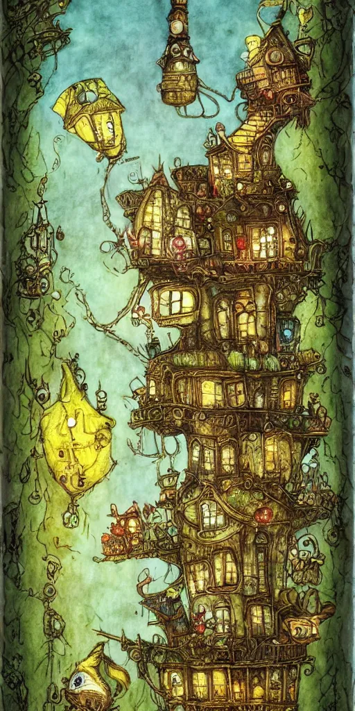 Image similar to a jack and the beanstalk scene by alexander jansson