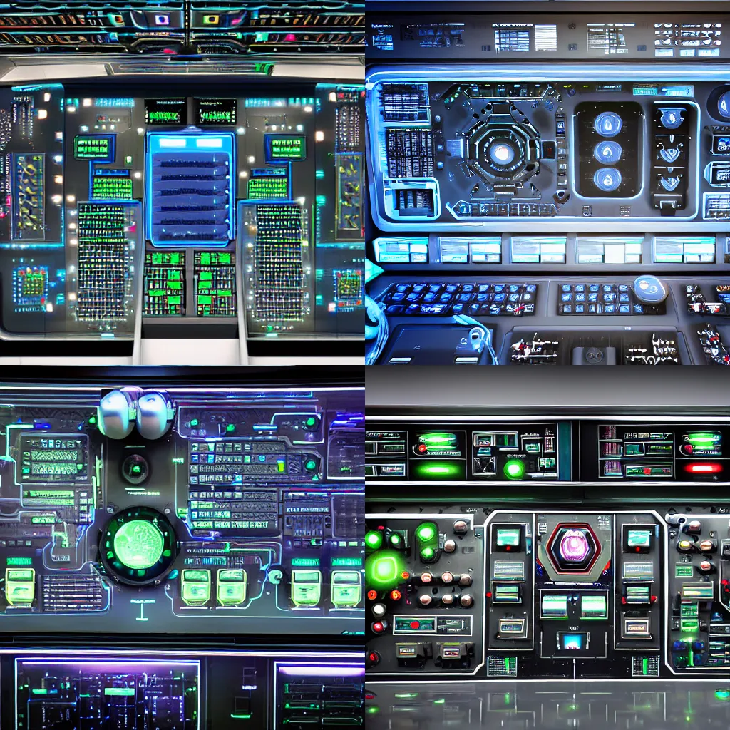 Prompt: alien technology spaceship control panel, high resolution photography