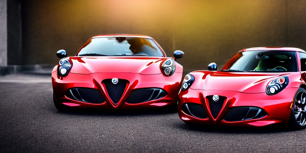 Image similar to Hot Wheels, 2015 Alfa Romeo 4C, cinematic, 8k, depth of field, bokeh.