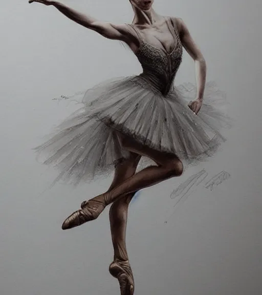 Image similar to beautiful prima ballerina drawing, in the style of greg rutkowski, fantasy, amazing detail, epic, intricate, elegant, smooth, sharp focus