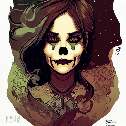 Image similar to portrait skull girl by petros afshar, tom whalen, laurie greasley, jc leyendecker and singer sargent