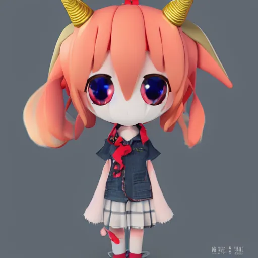 Image similar to cute fumo plush of a goat girl with horns, anime girl, hawaiian shirt, artstation, vray