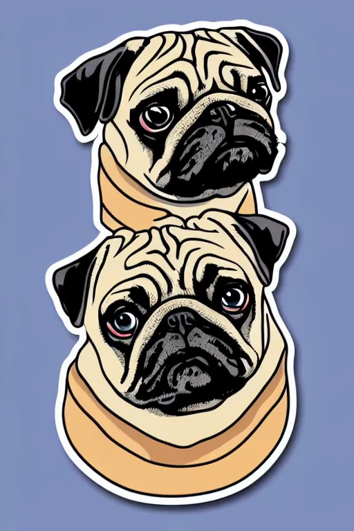 Image similar to Portrait of a pug as big as the world, sticker, colorful, illustration, highly detailed, simple, smooth and clean vector curves, no jagged lines, vector art, smooth