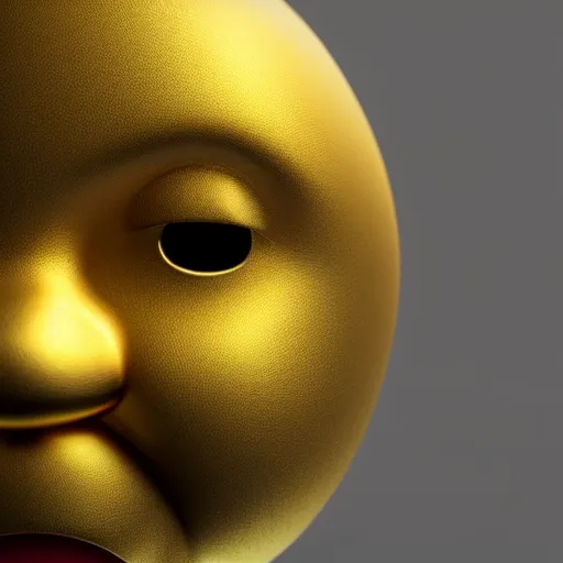 Image similar to full head shot of sad golden emoji, trending on artstation, octane render, insanely detailed, 8 k, hd