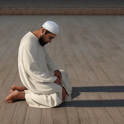 Image similar to muslim praying in the day of judgement 4 k quality super realistic