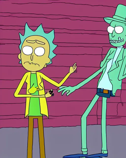 Image similar to a still from rick and morty of freddy krueger in the style of rick and morty by justin roiland