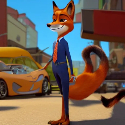 Image similar to nick wilde from zootopia, pixar style