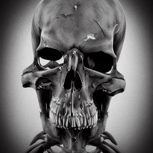 Image similar to hyper realistic prismatic death twisted skeletons greyscale