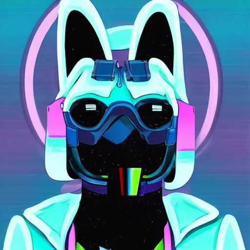 Prompt: furaffinity synthwave themed protogen fursona OC