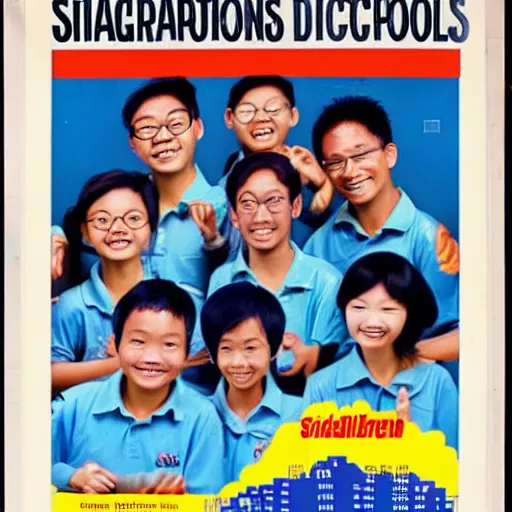 Prompt: 1 9 9 0 s singaporean public education poster for secondary schools