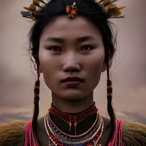portrait of a stunningly beautiful asian steppes | Stable Diffusion ...