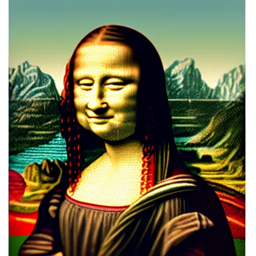 Prompt: minecraft dirt block, high definition picture of a painting of a person with a minecraft dirt block as a head on a wall, with only the body of the mona lisa