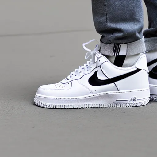 Image similar to The soles, bottoms of White Nike Air Force One Sneakers