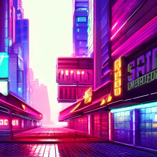 Image similar to sci-fi cyberpunk city street, billboards, neon holograms, neon signs, rainy night, dramatic lighting, cinematic, establishing shot, extremely high detail, photo realistic