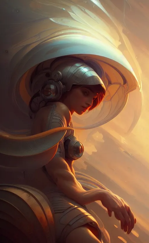 Image similar to seashell, sci-fi, highly detailed, digital painting, artstation, concept art, smooth, sharp focus, illustration, art by artgerm and greg rutkowski and alphonse mucha