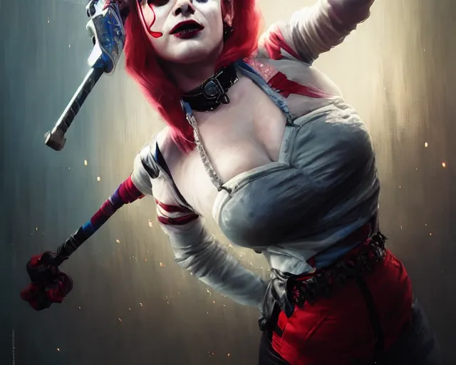 Prompt: highly detailed portrait of helena bonham carter as harley quinn, in injustice 2, stephen bliss, unreal engine, fantasy art by greg rutkowski, loish, rhads, ferdinand knab, makoto shinkai and lois van baarle, ilya kuvshinov, rossdraws, tom bagshaw, global illumination, radiant light, detailed and intricate environment