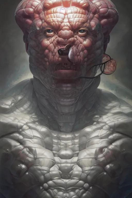 Image similar to a square watermelon arnold schwarzenegger face, hyper detailed, digital art, artstation, cinematic lighting, studio quality, smooth render, by peter mohrbacher, hajime sorayama, wayne barlowe, boris vallejo, aaron horkey, gaston bussiere, craig mullins