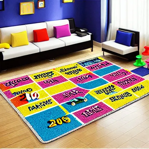 Image similar to an elaborate and dense kids road map carpet rug, detailed