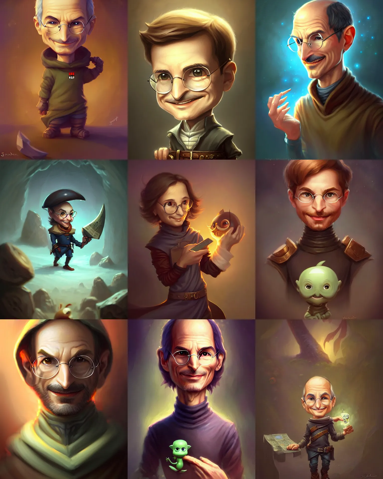 Prompt: cute little anthropomorphic steve jobs cute and adorable, pretty, beautiful, dnd character art portrait, matte fantasy painting, deviantart artstation, by jason felix by steve argyle by tyler jacobson by peter mohrbacher, cinema