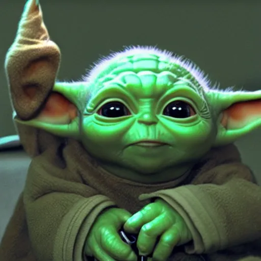 Prompt: real vintage photo, baby yoda playing the video game the legend of zelda, detailed, hyper realistic, 4 k octan render, unreal 5