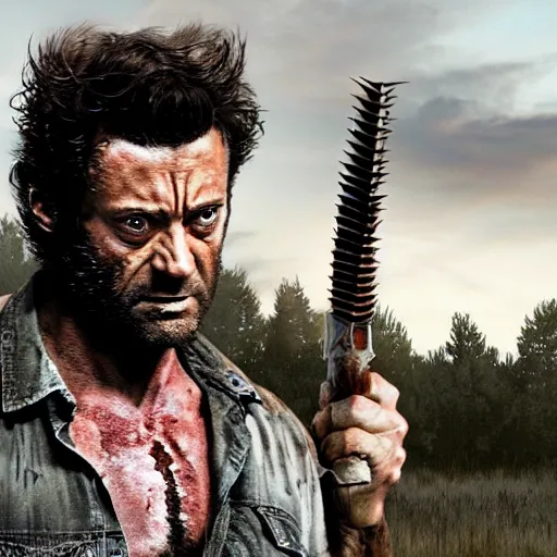 Image similar to wolverine in the walking dead 4 k detailed super realistic