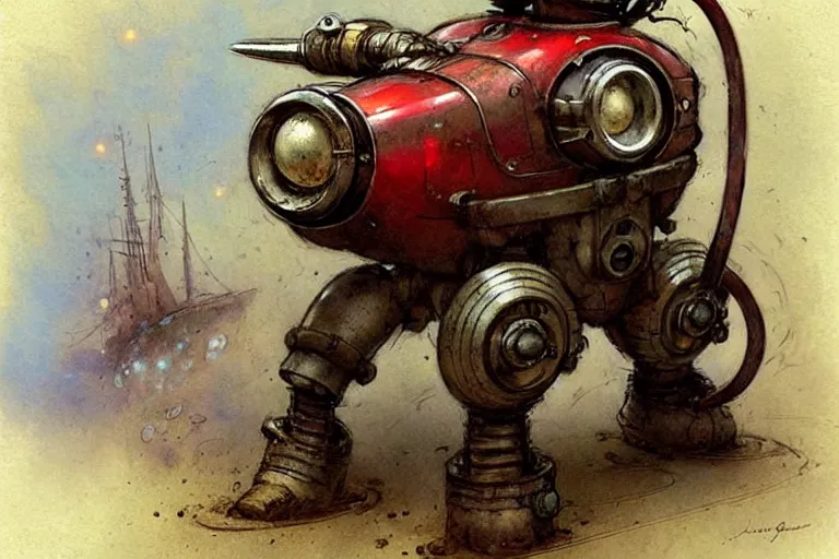 Image similar to adventurer ( ( ( ( ( 1 9 5 0 s retro future robot mouse tunneling machine. muted colors. ) ) ) ) ) by jean baptiste monge!!!!!!!!!!!!!!!!!!!!!!!!! chrome red