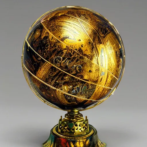 Image similar to a golden sphere handpainted, hyper detailed