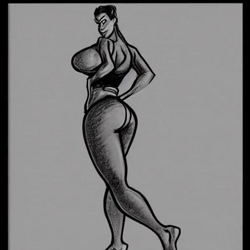 Image similar to milt kahl sketch of thick cuban girl wearing black yoga pants