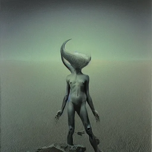 Prompt: Zdzisław Beksiński painting of Cetus, The Inexorable