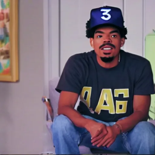 Image similar to a tv still of Chance The Rapper starring as a college student in a 1993 black sitcom