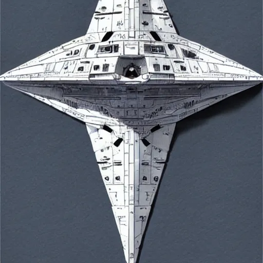 Image similar to design only, white background, symmetry, imperial star destroyer, by jean - baptiste monge