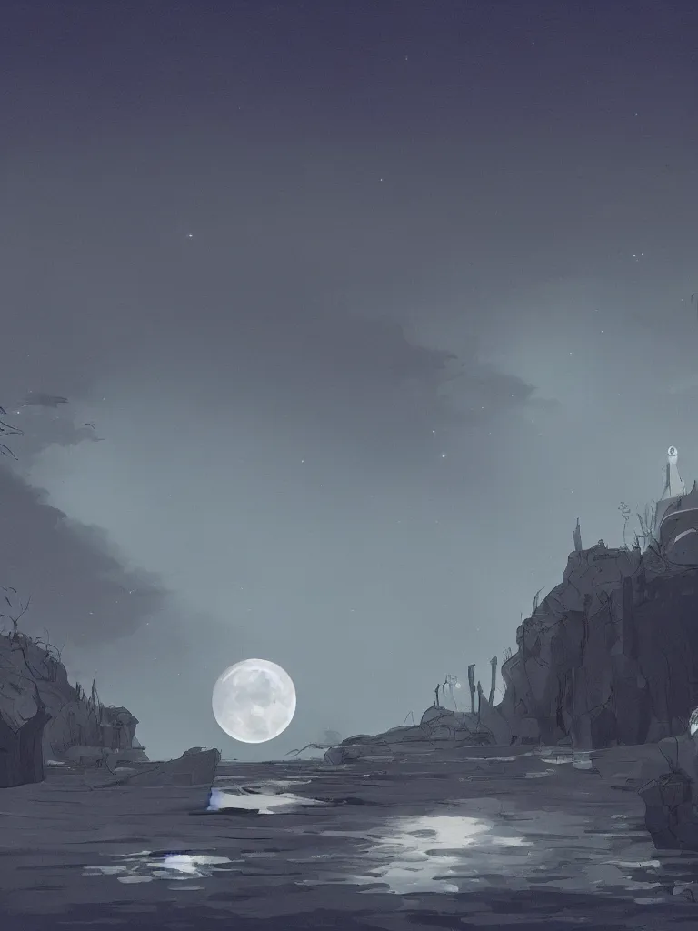 Image similar to moonlight by disney concept artists, blunt borders, rule of thirds