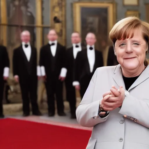 Image similar to Angela merkel performs at downton Abbey.