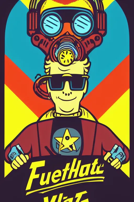 Image similar to fallout 7 6 retro futurist illustration art by butcher billy, sticker, colorful, illustration, highly detailed, simple, smooth and clean vector curves, no jagged lines, vector art, smooth andy warhol style