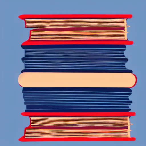 Image similar to illustration of a stack of books. navy and red-orange hues.