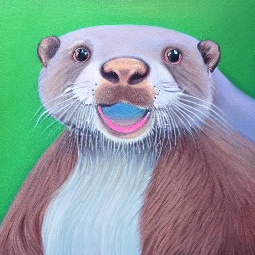 Image similar to oil painting of royal king otter dressed as a king