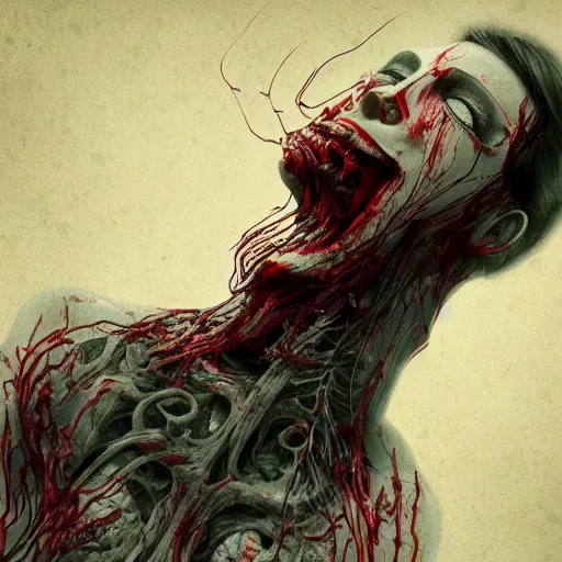 Image similar to a mangled corpse with floating organs gorey bloody trending on artstation 4 k detailed digital painting sharp high detail