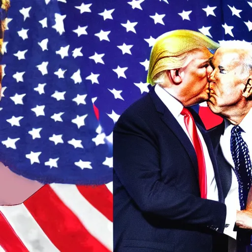 Image similar to donald trump kissing joe biden presidential portrait