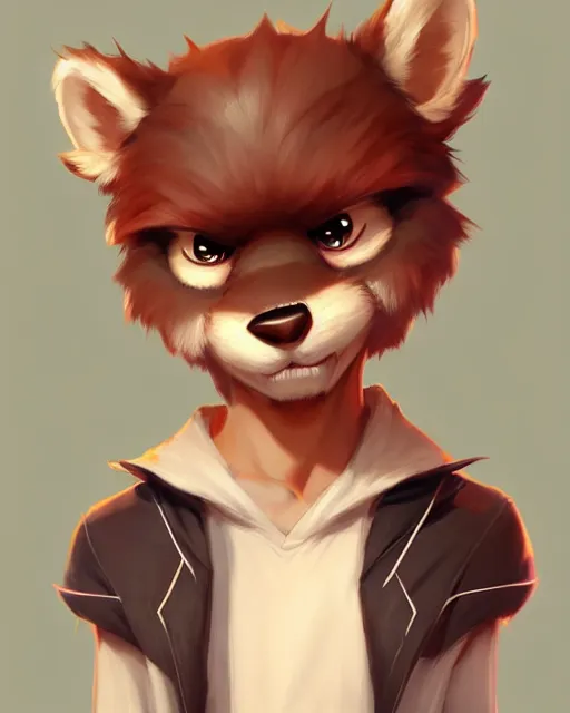 Prompt: character concept art of a cute young male anthropomorphic furry character | | cute - fine - face, pretty face, key visual, realistic shaded perfect face, fine details by stanley artgerm lau, wlop, rossdraws, james jean, andrei riabovitchev, marc simonetti, and sakimichan, trending on artstation