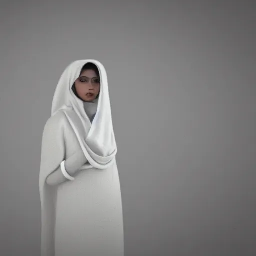 Prompt: a nepali wearing a white shawl, octane render