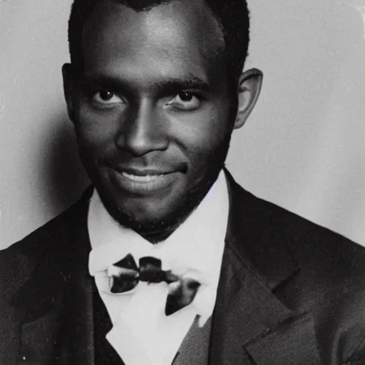 Image similar to vintage photo of a black man wearing a black suit in rio de janeiro