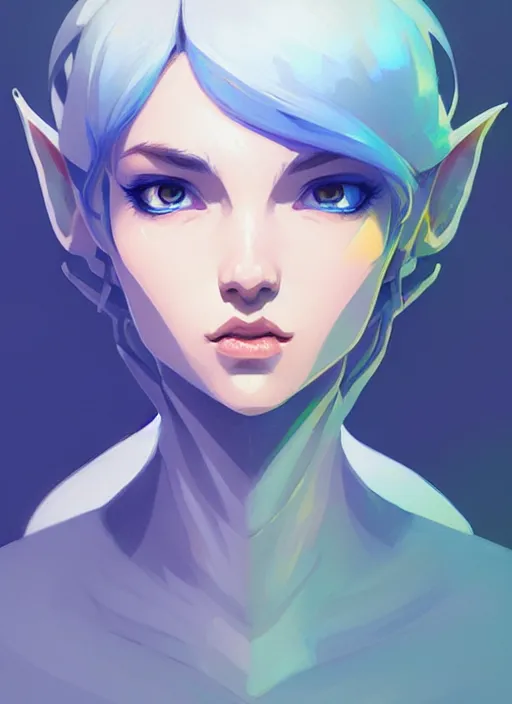 Prompt: cross hatching portrait of a beautiful female blue elf by atey ghailan, greg rutwoski, greg tocchini, sergio toppi, dynamic lightning, gradient light yellow, gray and white color scheme, fantasy aesthetic