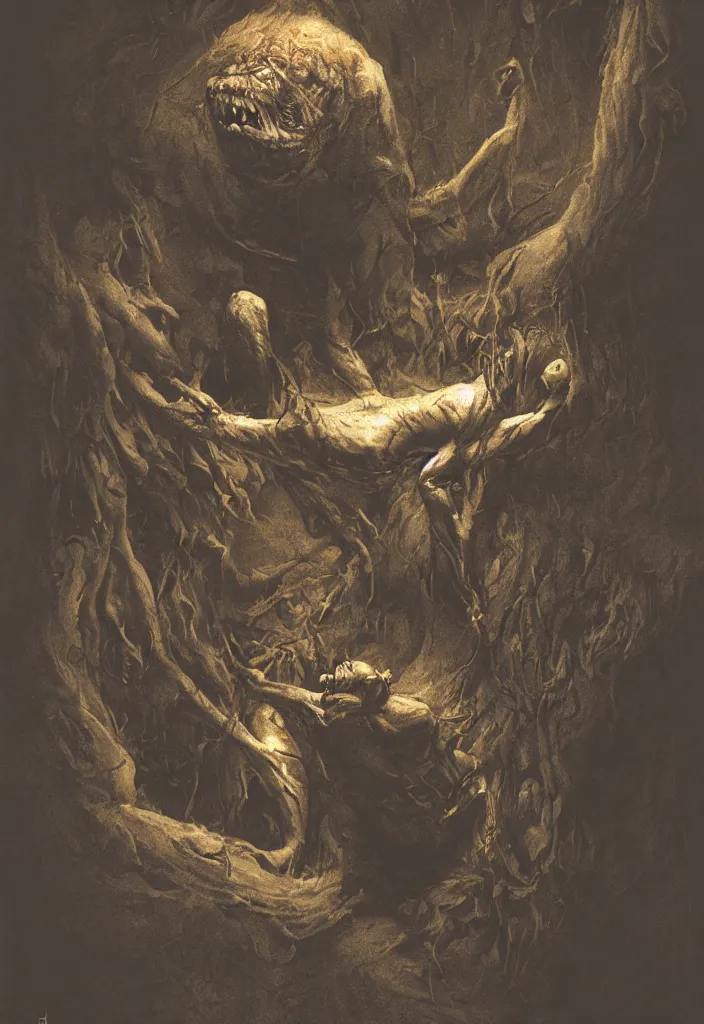 Prompt: a dark demon climbing into a hole in man's head, sticky goo dripping, midnight, horror vibe, flashlight, highly detailed, 3 d concept art, extremely photorealistic, octane 8 k ultra realistic, by jan svankmajer & henry fuseli & otto rapp & zdzisław beksinski & fra angelico & jeff christensen,