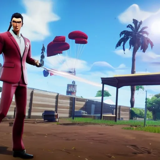 Prompt: kazuma kiryu in fortnite