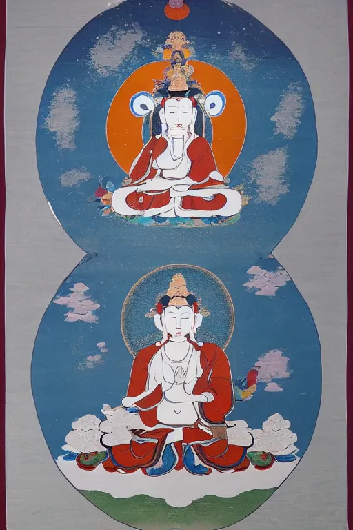 Prompt: a thangka of a polar bear