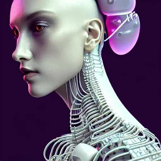 Image similar to closeup portrait of an absurdly beautiful, graceful, sophisticated, fashionable cyberpunk mechanoid gravure idol, an ultrafine hyperdetailed illustration by irakli nadar, matt wisniewski style, fashion photography, intricate linework, porcelain skin, jellyfish headdress, unreal engine 5 highly rendered, global illumination, radiant light, detailed and intricate environment