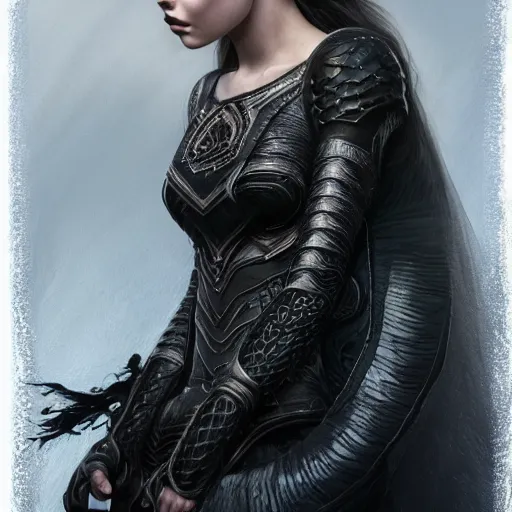 Prompt: tom bagshaw, very beautiful genetic mix of dove cameron madison beer bella poarch margot robbie emilia clarke in a gorgeous assassin nightshade armor, gothic makeup, professionally retouched, focus eyes, ultra realistic soft painting, insanely detailed linework, partial symmetrical accurate intricate features, behance artstation, 8 k
