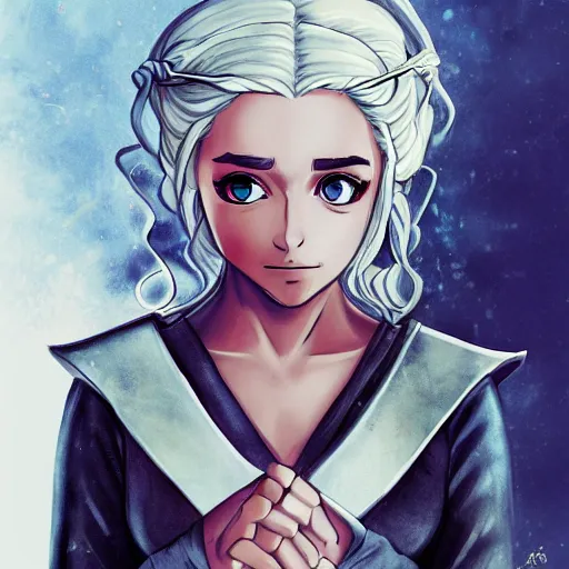 Prompt: Daenerys Targaryen, in style of a anime girl